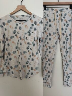 Lates by Kate Long Sleeve Jogger Jam Set Size S Neutral Polka Dot Pajamas